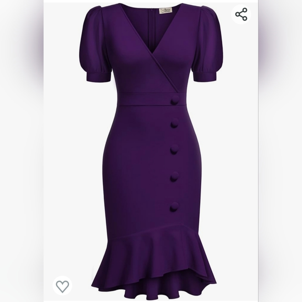 NWT XXL Vintage V-Neck Ruffle Hem Dress